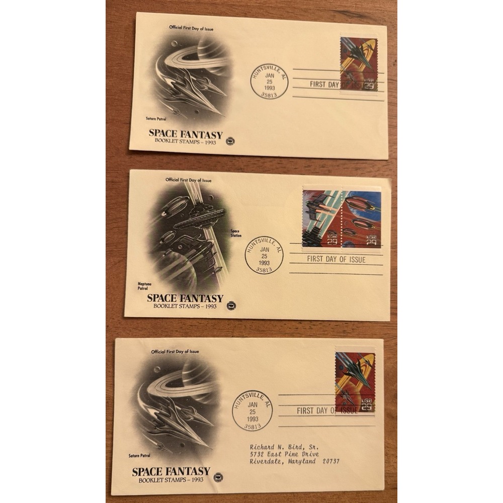 US FDC 1993 Futuristic Space‎ Fantasy 3 Cvrs 4 Stamps  First Day Covers